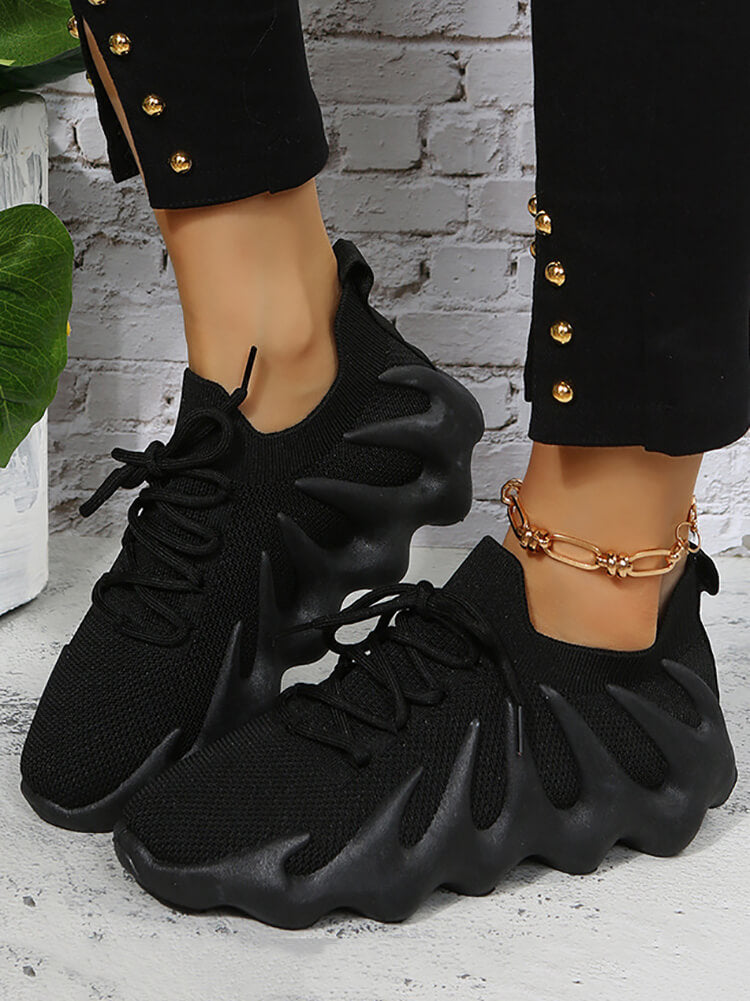 Plus Size Elastic Lace-Up Sneakers