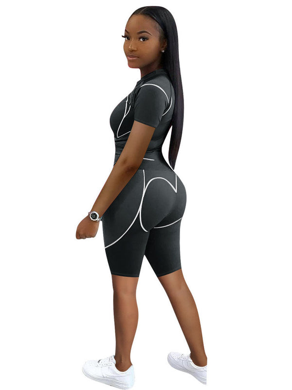 Two Piece Short Sleeve Top & Skinny Shorts