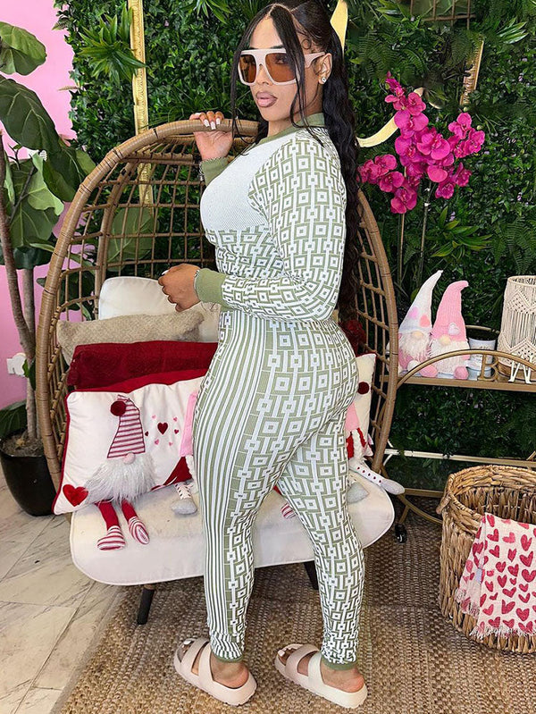 Casual Printed Two-Piece Set