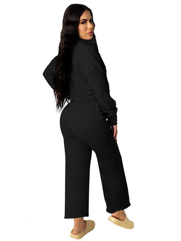 Two Piece Zip Up Crop Top & Long Pants