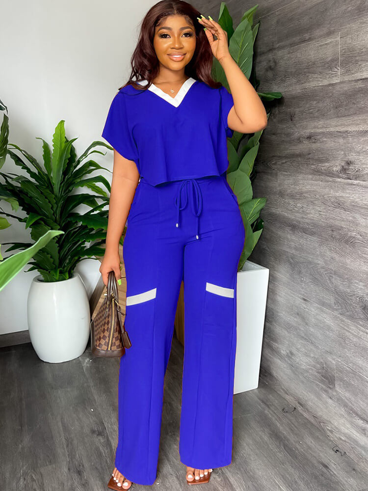 Two Piece Short Sleeve Tops & Drawstring Pants