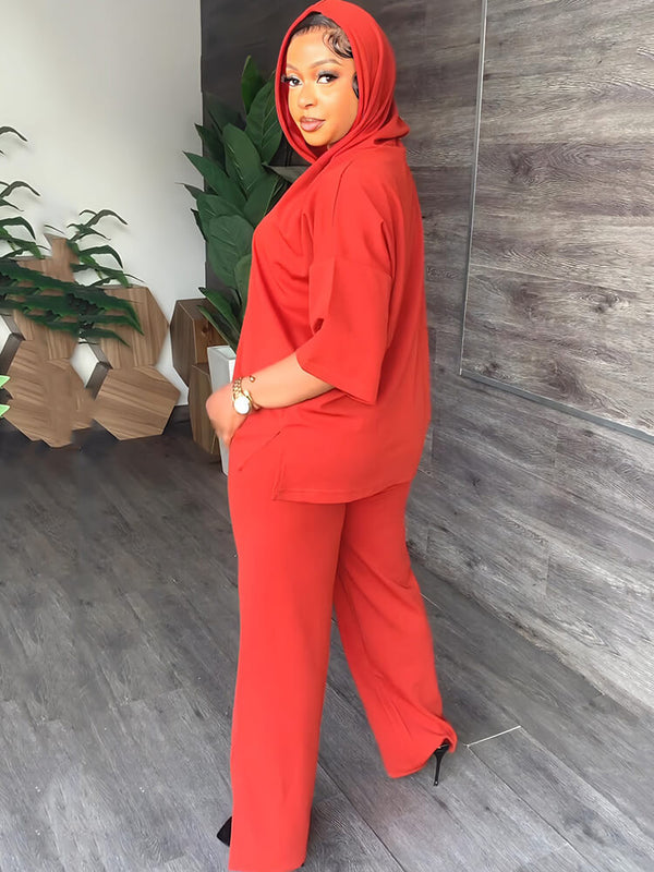 Two Piece Short Sleeve Hoodies & Split Pants