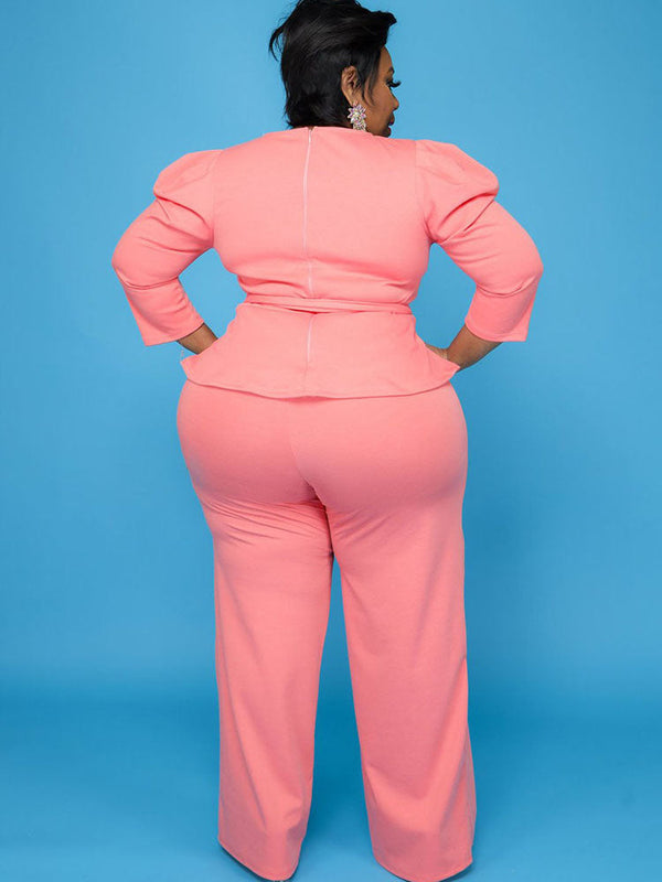Plus Size Peplum Tops + Wide Leg Pants