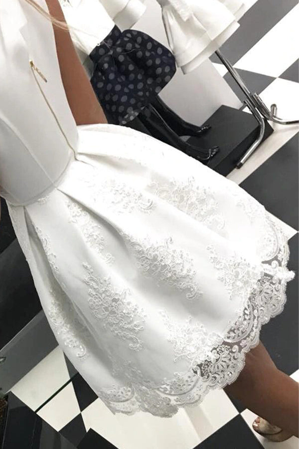 Elegant Formal Solid Lace U Neck Evening Dresses