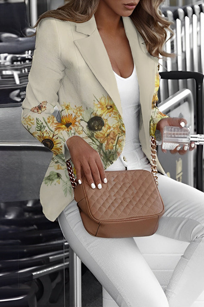 Elegant Print Patchwork Turn-back Collar