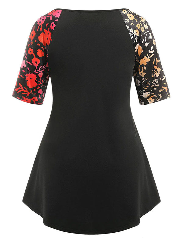 Plus Size & Curve Paisley Print Raglan Sleeve Tee