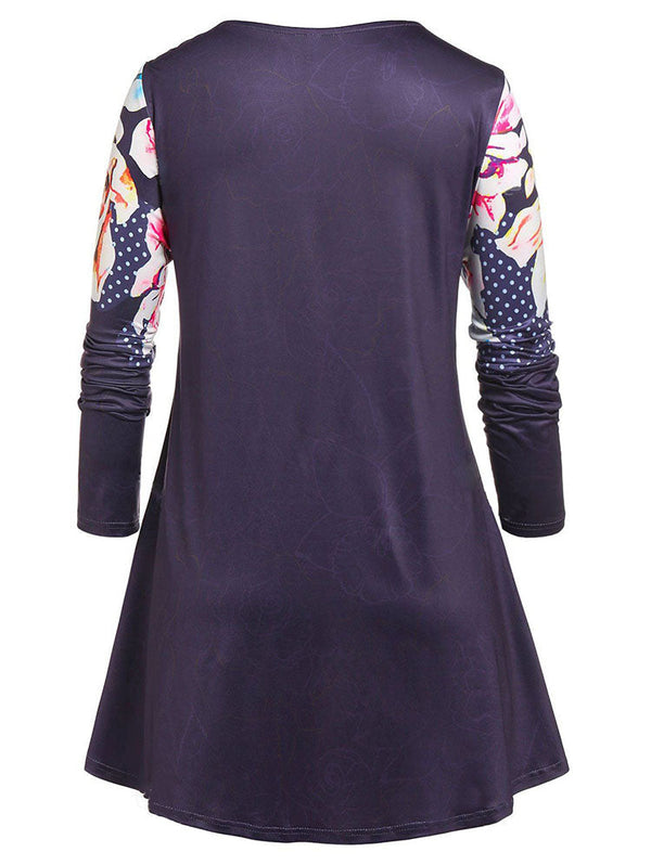 Plus Size Floral Print Tunic T-Shirt