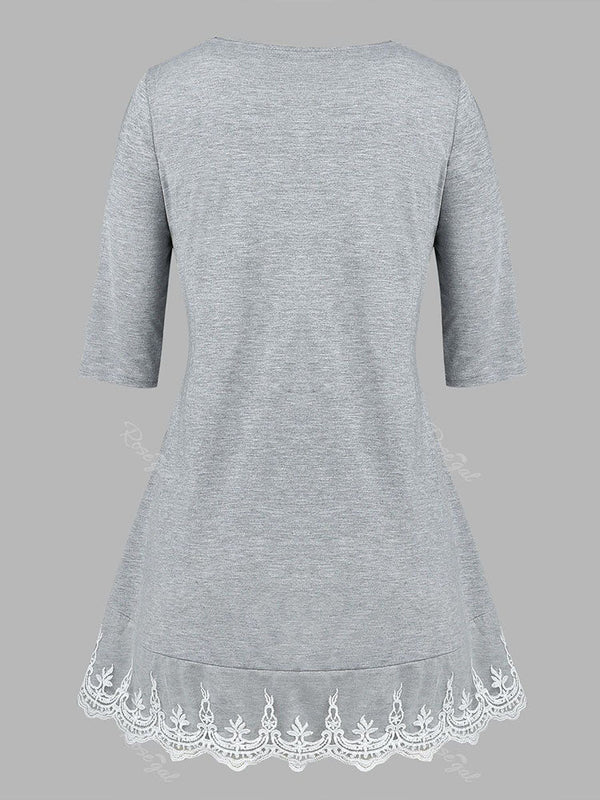 Plus Size Lace Panel Tunic T-shirt