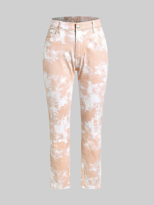 Plus Size Acid Wash Pocket High Waisted Jeans