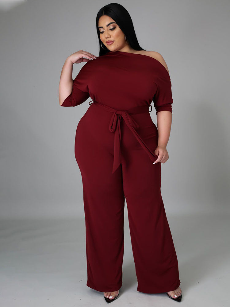 One Shoulder Plus Size Wide Leg Outfits