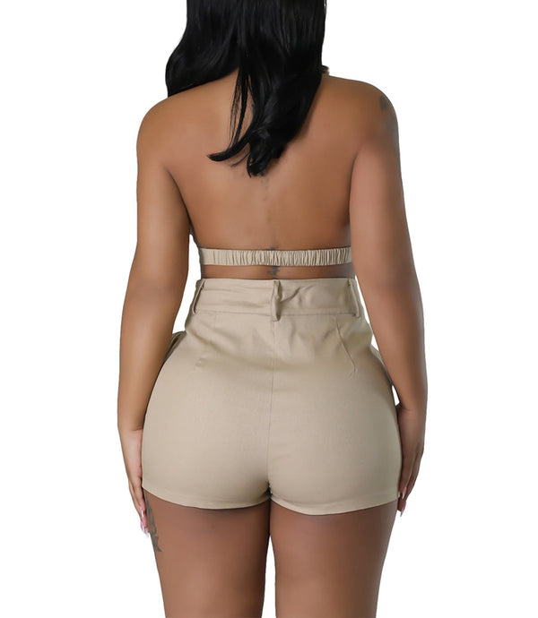 Two Piece Halter Neck Tops & Shorts