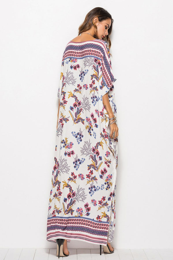 Floral V-Neck Dolman Sleeve swimsuit coverup Dress