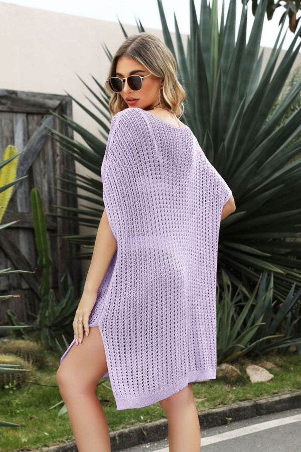 Sunset and Swim Openwork Side Slit Cover-Up Dress Swimsuit Coverup