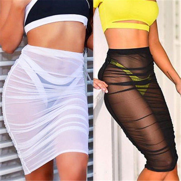 Tidal Wave See Through Cover Up Pencil Skirt