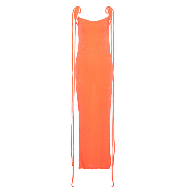 Spaghetti Strap Backless Bodycon Maxi Dress