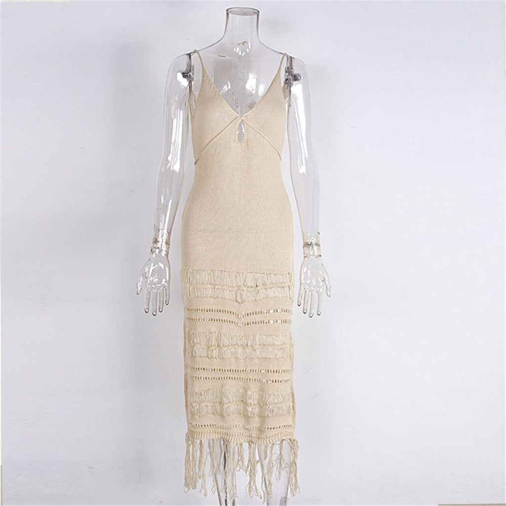 Sunset and Swim Sexy Fringe Tassel Crochet Beach Cover Up Dress