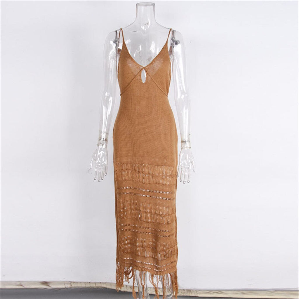 Sunset and Swim Sexy Fringe Tassel Crochet Beach Cover Up Dress
