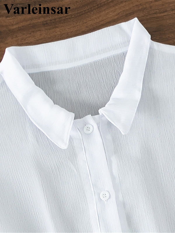 White Long Sleeve Shirt With Belt Bikini Cover Up