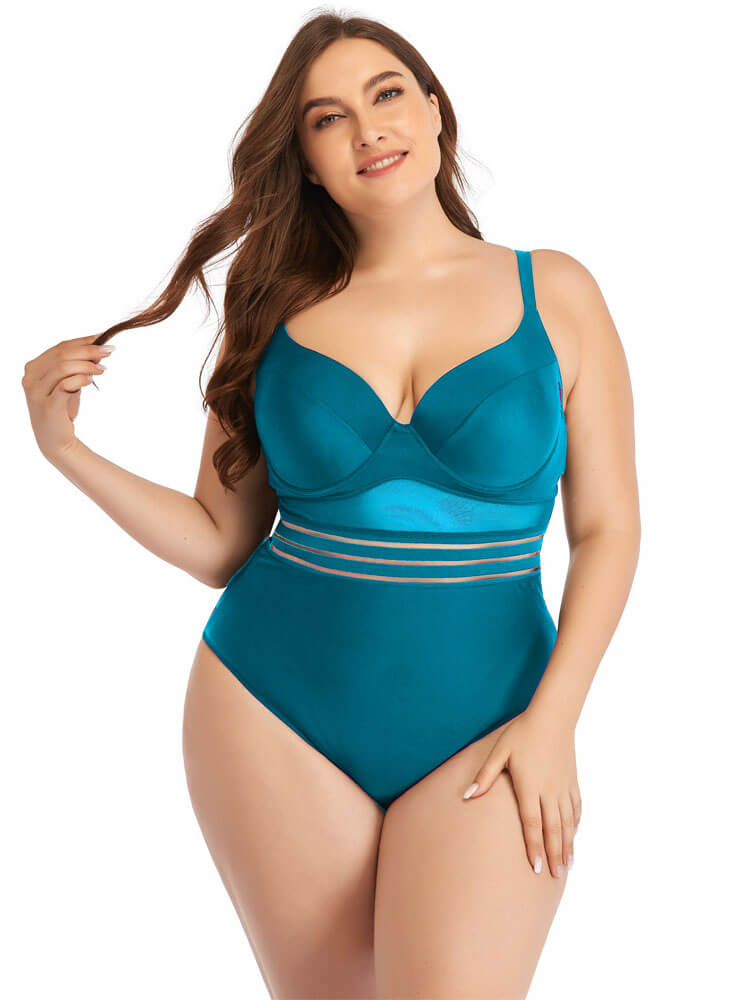 Plus Size Spaghetti Straps Backless Swimsuit