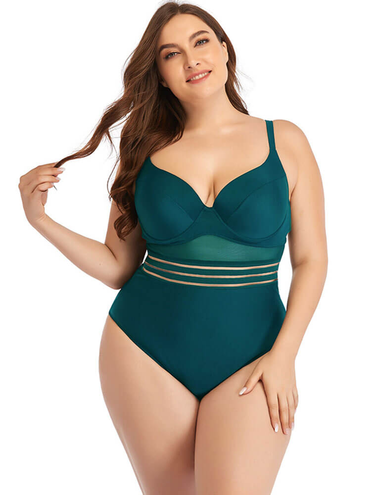 Plus Size Spaghetti Straps Backless Swimsuit