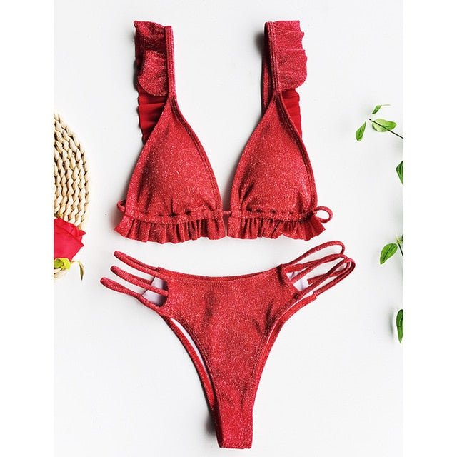 Charlotte Ruffle Triangle Brazilian Bikini