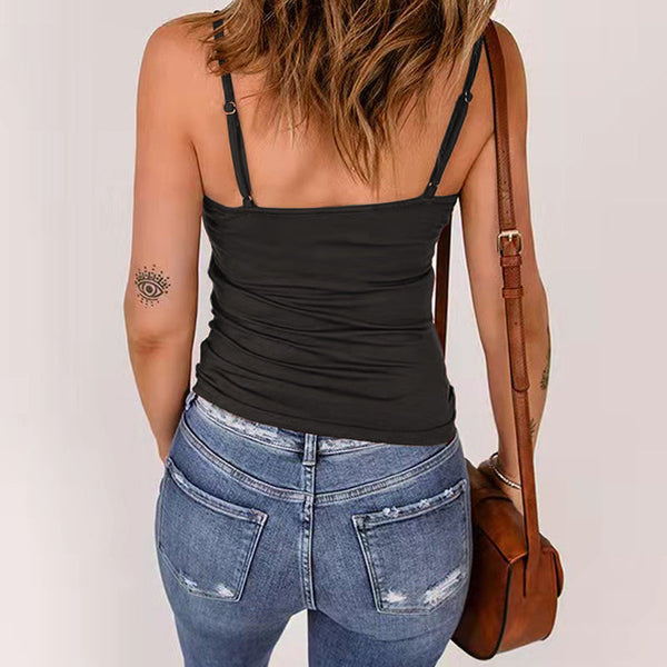 Spaghetti Strap Criss Cross Backless Tops