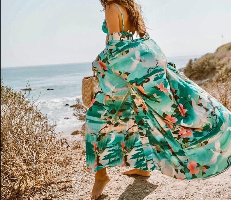 Hawaii Sunset Green Beach Cover Up