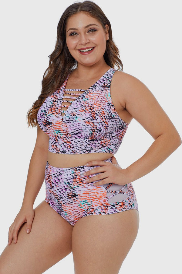 Multicolored Strappy Detail Swim Set