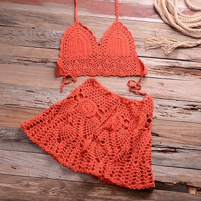 Sadie Two-piece Crochet Beach Top, Boho Crochet Beach Cover Up Set