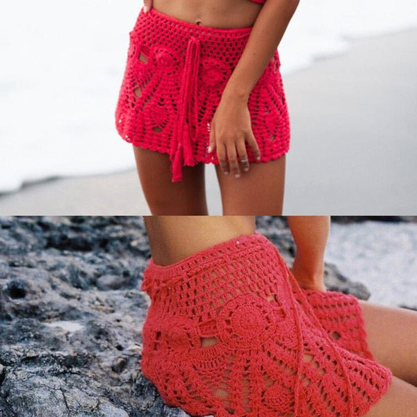 Santorini Crochet Mini Skirt Crochet Beach Cover up