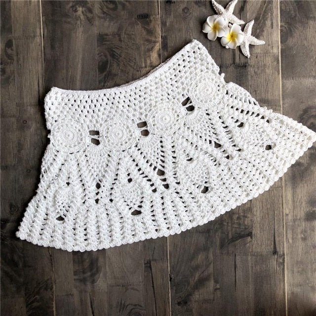 Santorini Crochet Mini Skirt Crochet Beach Cover up