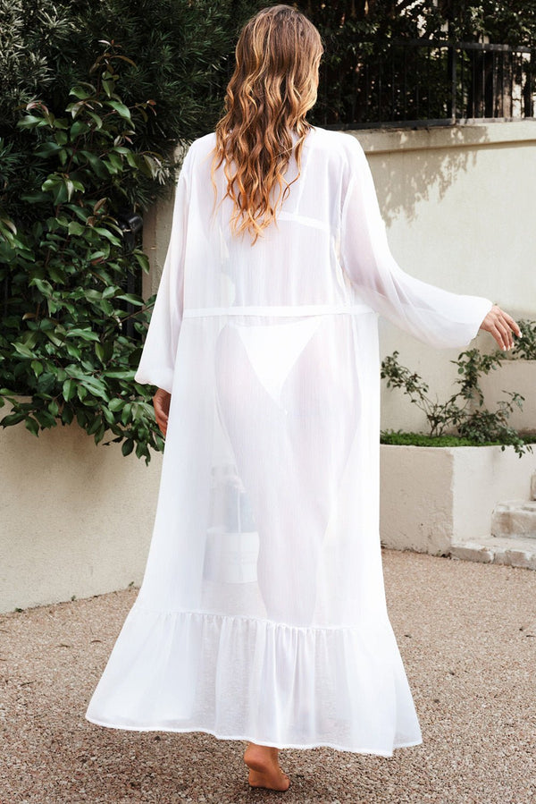 Tie Waist Open Front Beach Cover Up