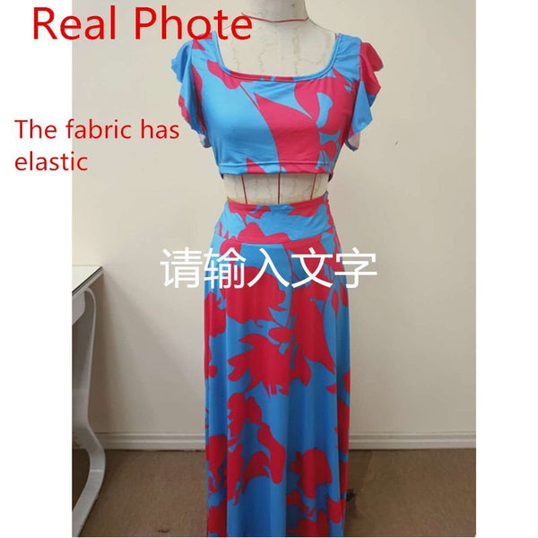 Two Piece Beach Cover Up Maxi Skirt Set